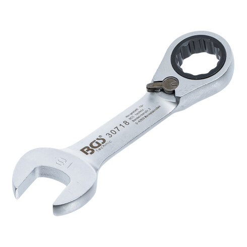 BGS Ratel ringsteeksleutel | kort | omschakelbaar | 18 mm