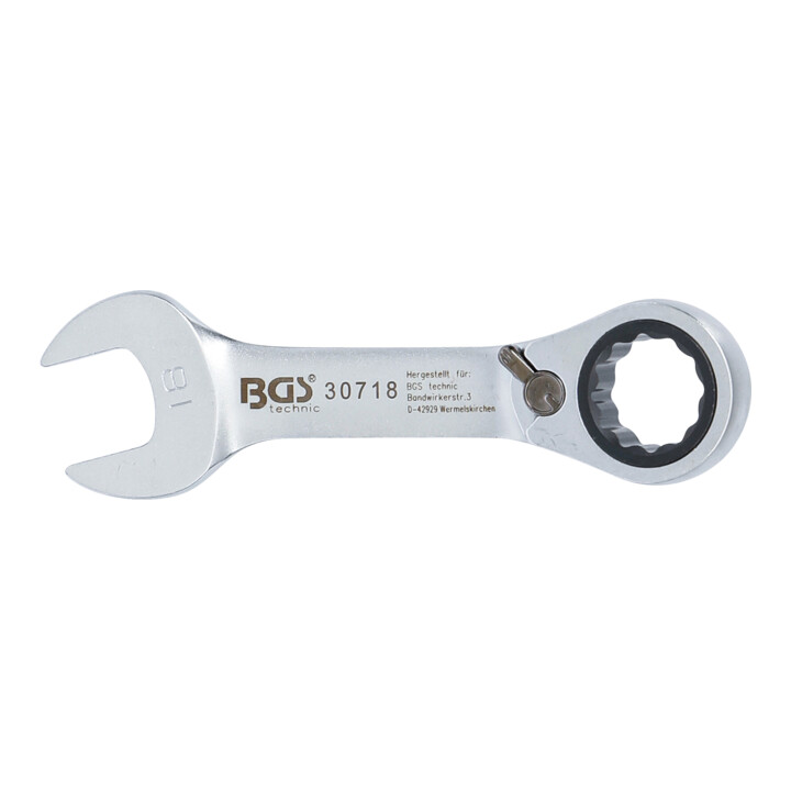 BGS Ratel ringsteeksleutel | kort | omschakelbaar | 18 mm