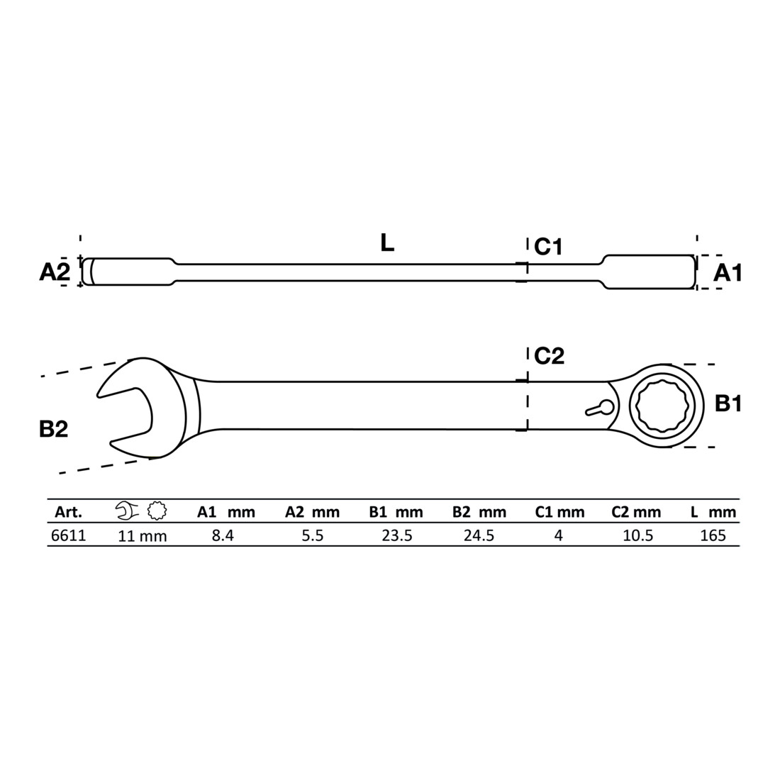 BGS Ratel ringsteeksleutel | omschakelbaar | 11 mm