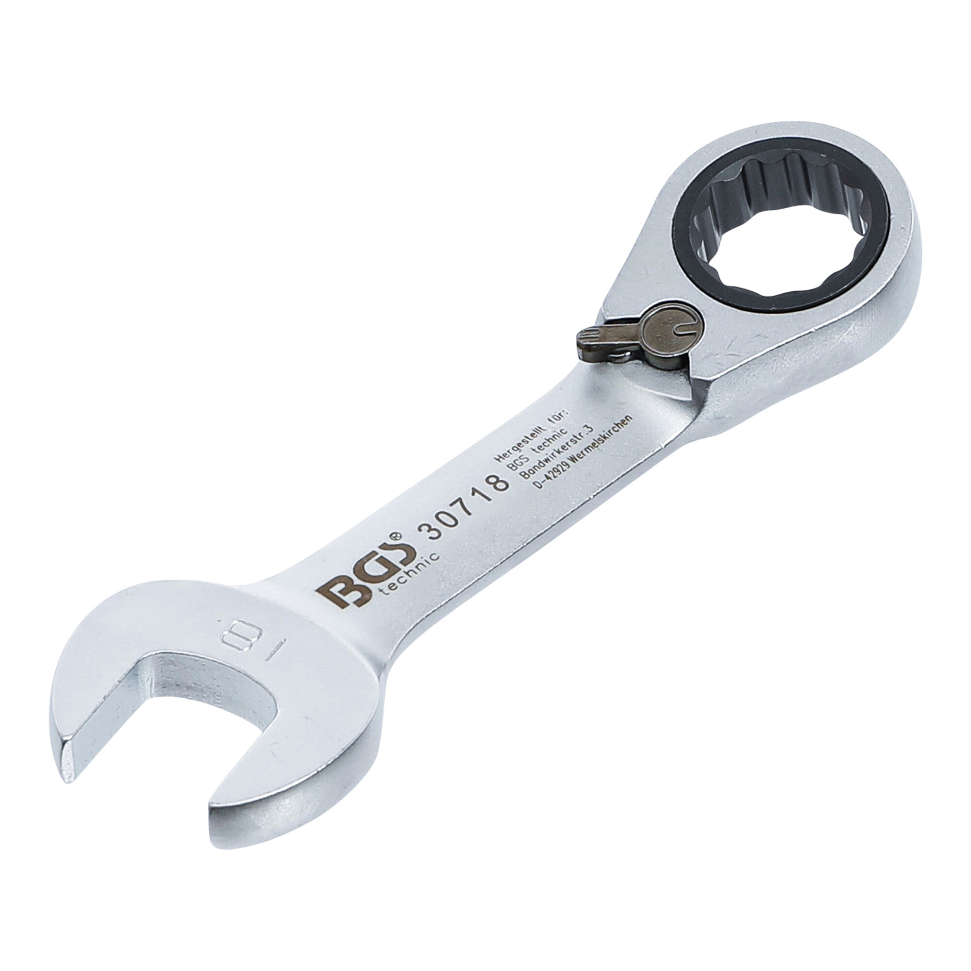 BGS Ratschenring-Maulschlüssel 30718, kurz, umschaltbar, SW 18 mm ; BGS technic