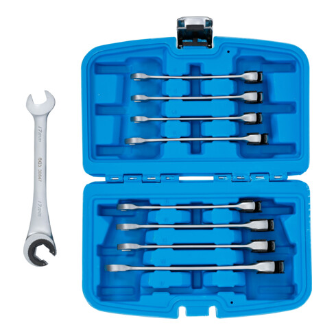 BGS Ratschenring-Maulschlüssel-Satz 30849, offen, SW 8 - 17 mm, 9-tlg.