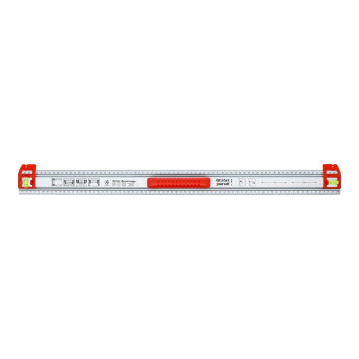 BGS Règle de découpe et de marquage, avec poignée et niveau à bulle, 750 mm
