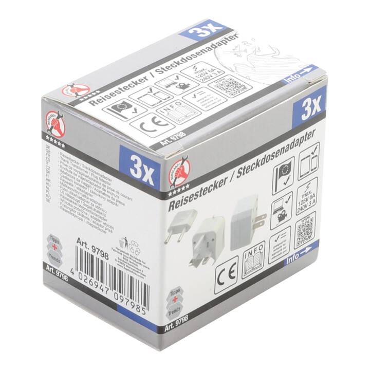 BGS Reisstekker/stopcontactadapter | 3-dlg.
