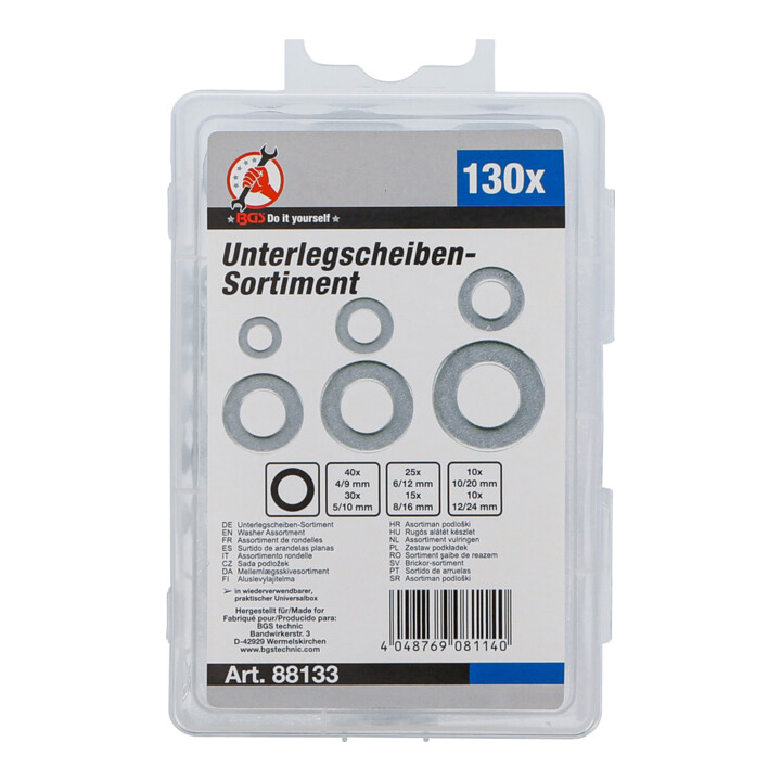 BGS Ringen assortiment, Ø 4 - 12 mm (binnenmaat), 130-dlg.