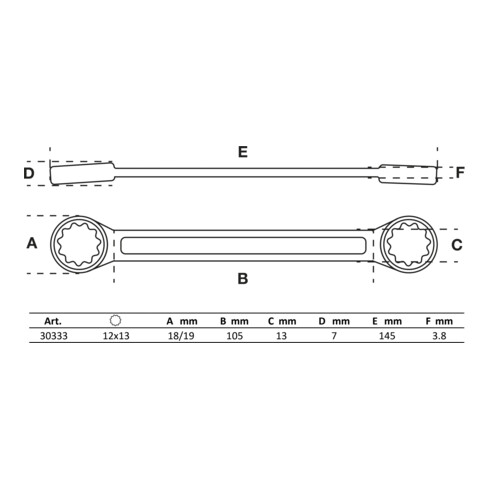 BGS Ringsleutel | extra plat | 12 x 13 mm