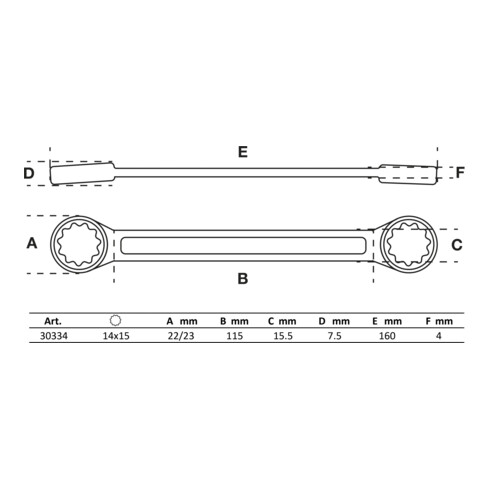 BGS Ringsleutel | extra plat | 14 x 15 mm