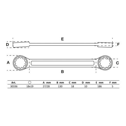 BGS Ringsleutel | extra plat | 18 x 19 mm