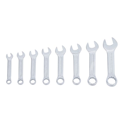 BGS ringsteeksleutelset extra kort inch maten SW 3/8 inch - 7/8 inch 8 delig