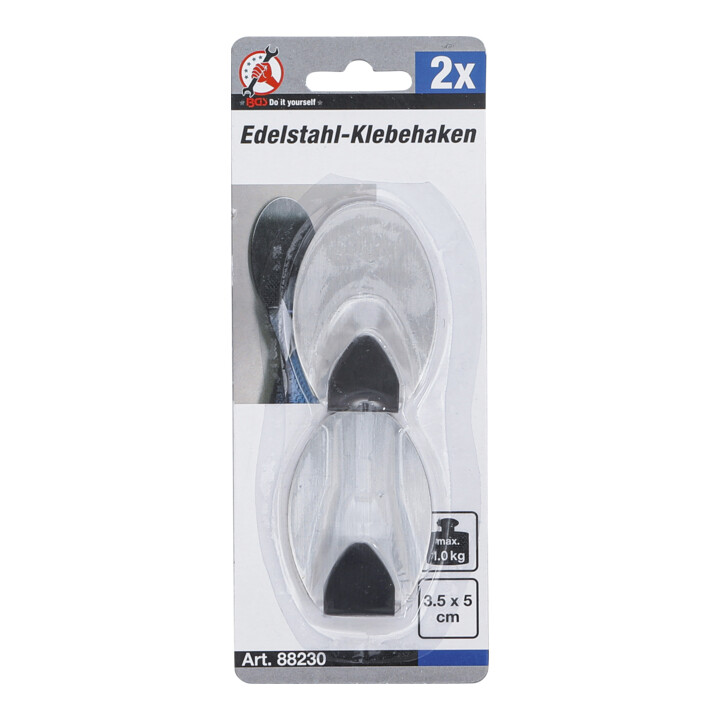 BGS Roestvrij stalen handdoekhaken | 35 x 50 mm | 1,0 kg | 2-dlg.