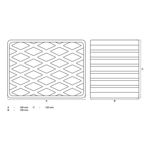 BGS Rubberen pad | voor hefplatforms | 160 x 120 x 100 mm