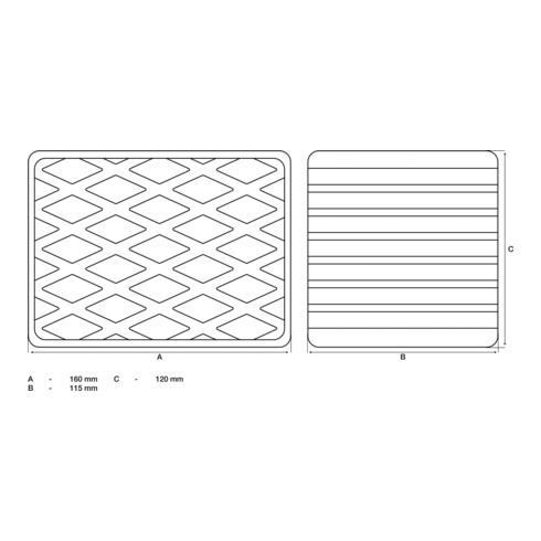 BGS Rubberen pad | voor hefplatforms | 160 x 120 x 115 mm