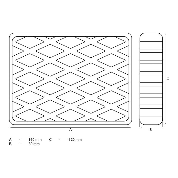 BGS Rubberen pad | voor hefplatforms | 160 x 120 x 30 mm
