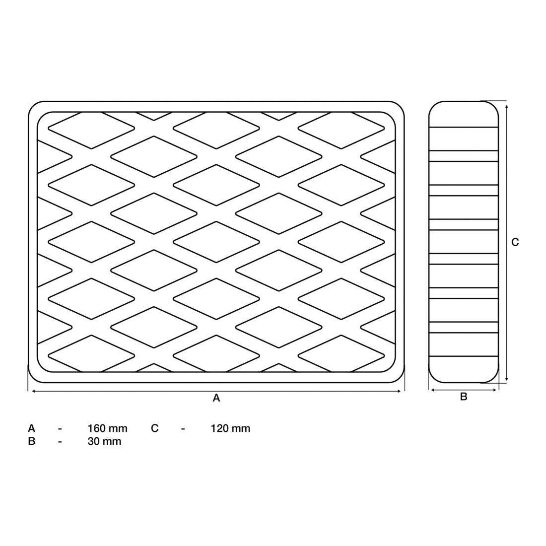 BGS Rubberen pad | voor hefplatforms | 160 x 120 x 30 mm