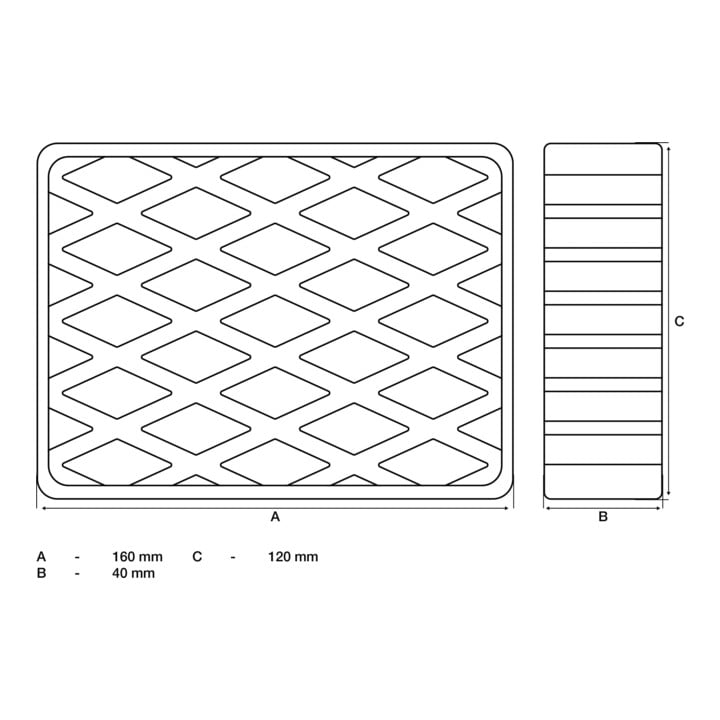 BGS Rubberen pad | voor hefplatforms | 160 x 120 x 40 mm