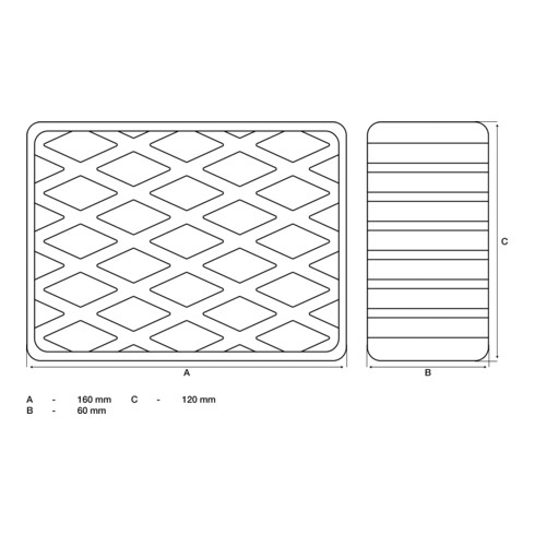 BGS Rubberen pad | voor hefplatforms | 160 x 120 x 60 mm