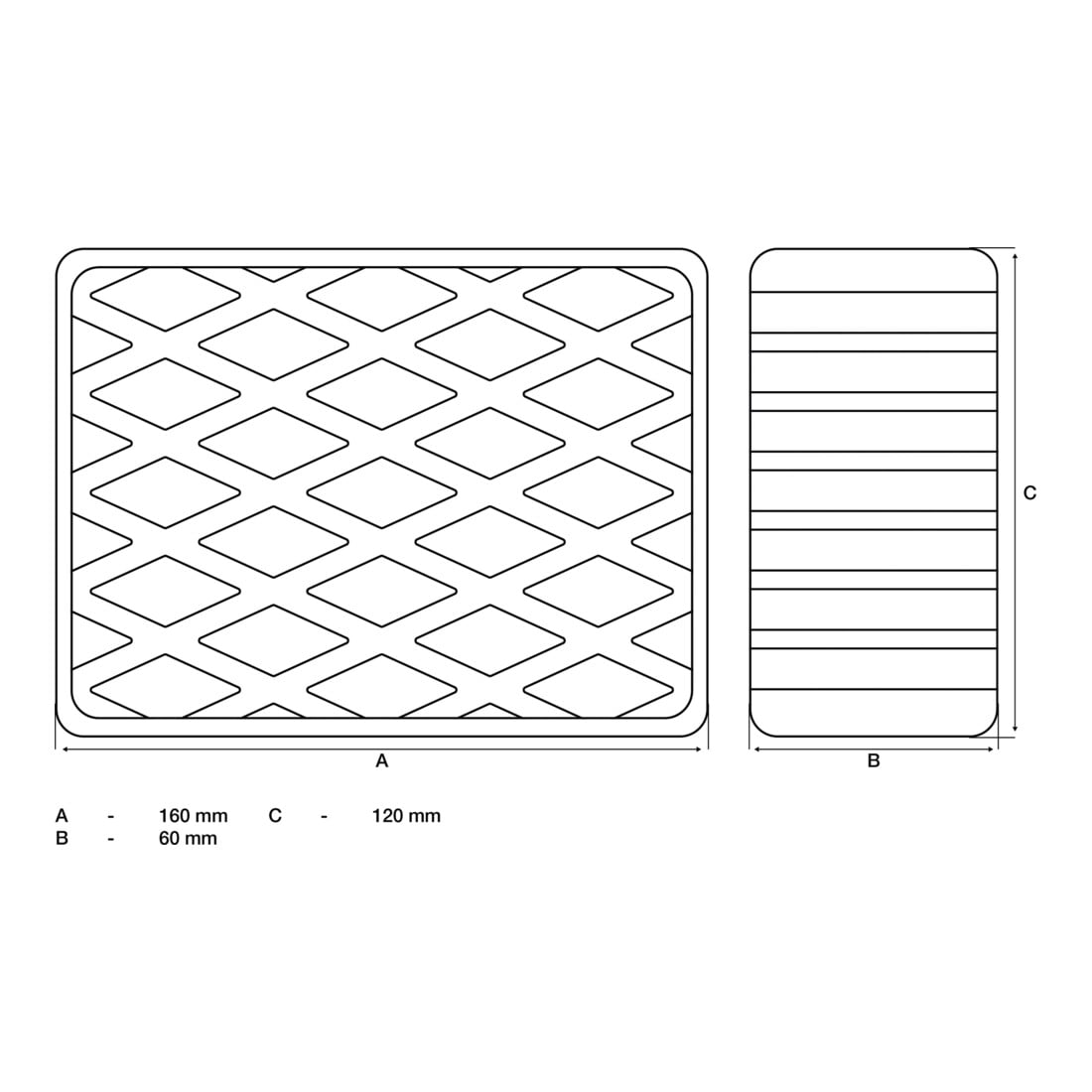 BGS Rubberen pad | voor hefplatforms | 160 x 120 x 60 mm