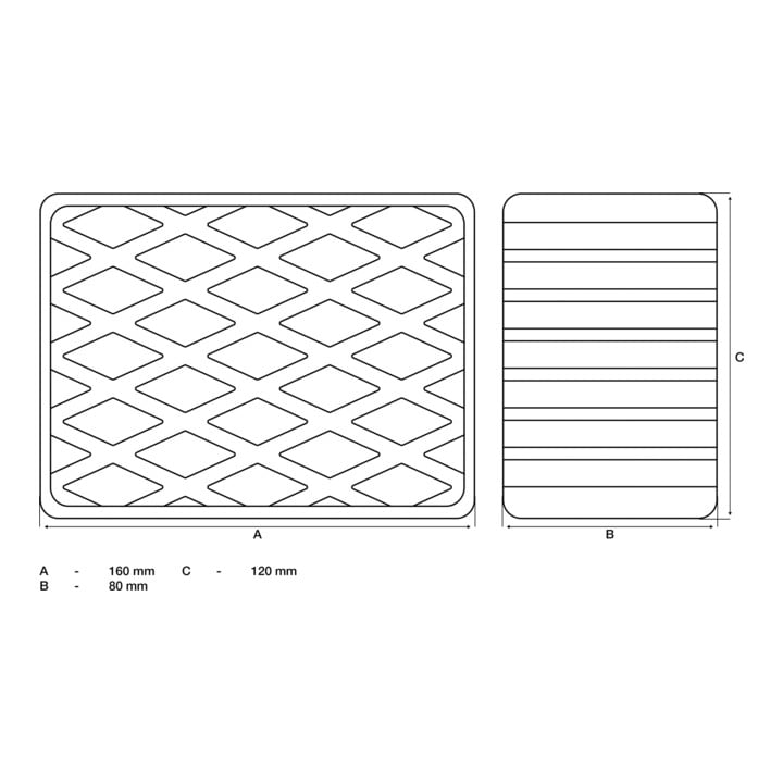 BGS Rubberen pad | voor hefplatforms | 160 x 120 x 80 mm