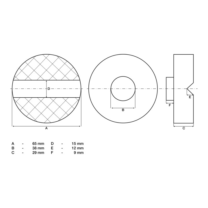 BGS Rubberen pad | voor potkrik | 65 x 38 mm