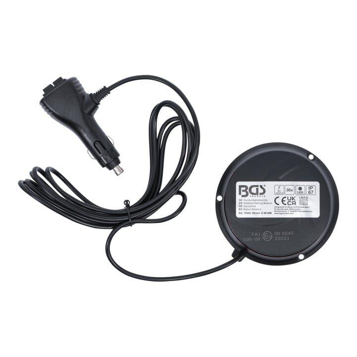 BGS Rundumkennleuchte, gelb, mit Magnet, 12 V / 24 V, Ø 130 mm