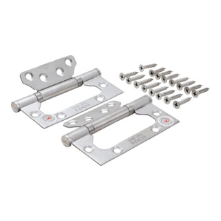 BGS Scharnierset | roestvrij staal | voor ruimtebesparende inbouw | 100 x 50 mm | 2-dlg.