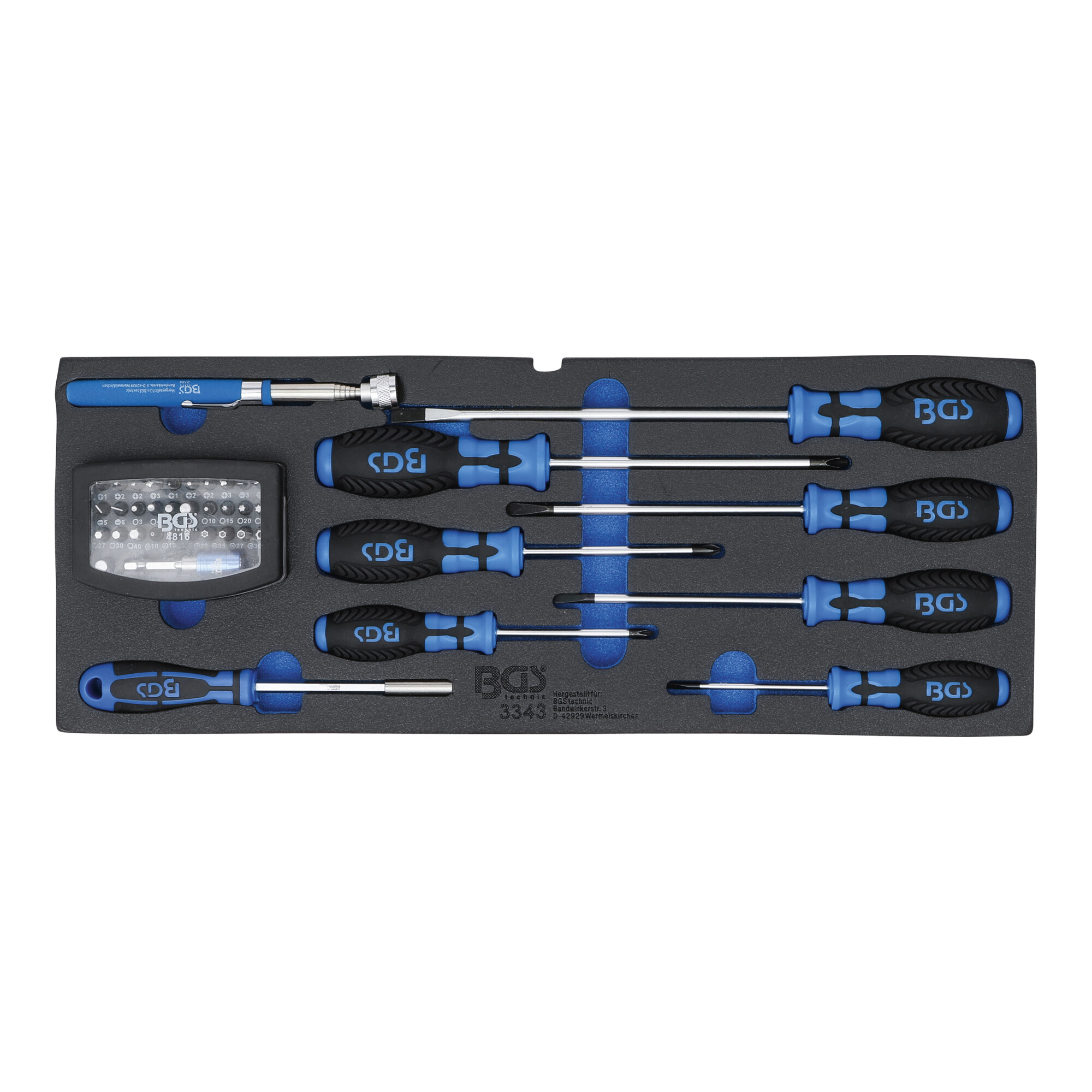 BGS Schaumeinlage für Art. 3312: Schraubendreher, Bitsatz und Magnetheber 41 teilig ; BGS technic