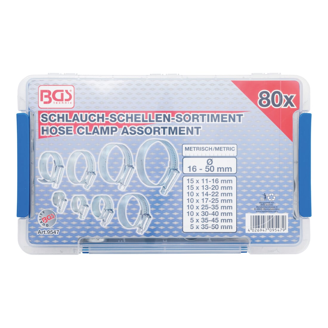 BGS Schlauch-Schellen Sortiment 9547, 80-tlg.