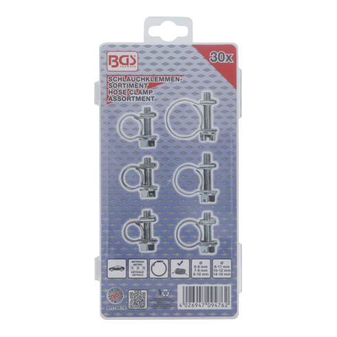 BGS Schlauchklemmen-Sortiment 9476, Ø 6 - 16 mm, 30-tlg.