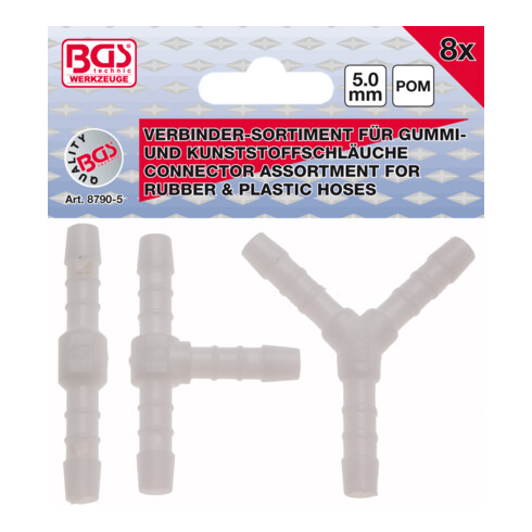 BGS Schlauchverbinder-Sortimente 8790-5, kraftstoffbeständig, 5 mm, 8 tlg.