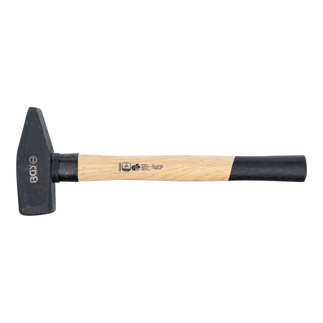 BGS Schlosserhammer 52320, Hickory-Stiel, DIN 1041, 2000 g