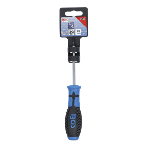 BGS Schraubendreher 7849-T15, T-Profil (für Torx) mit Bohrung T15, Klingenlänge 80 mm