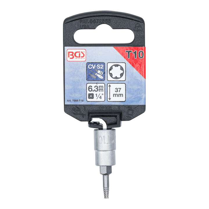 BGS Schroefuitdraaier-dopsleutelbit | 6,3 mm (1/4") | voor defect T-profiel (voor TX) T10