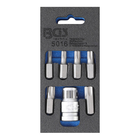 BGS schroevendraaier bit set aandrijving buitenzeskant 10 mm (3/8 inch) T-profiel (voor Torx) 7 delig