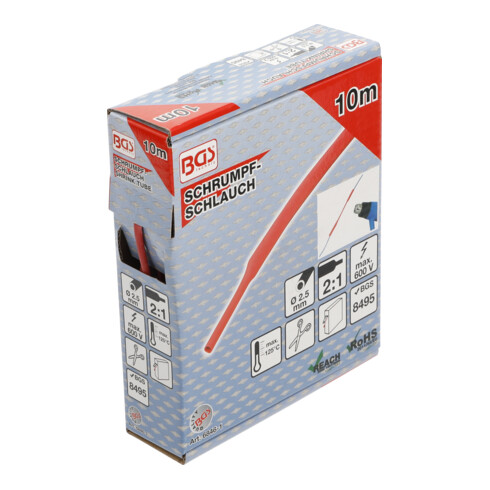 BGS Schrumpfschlauch-Box 6846-1, rot, Ø 2,5 mm, 10 m