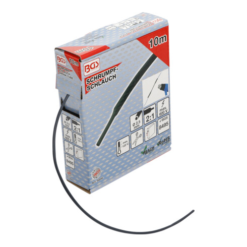 BGS Schrumpfschlauch-Box 6846, schwarz, Ø 2,5 mm, 10 m