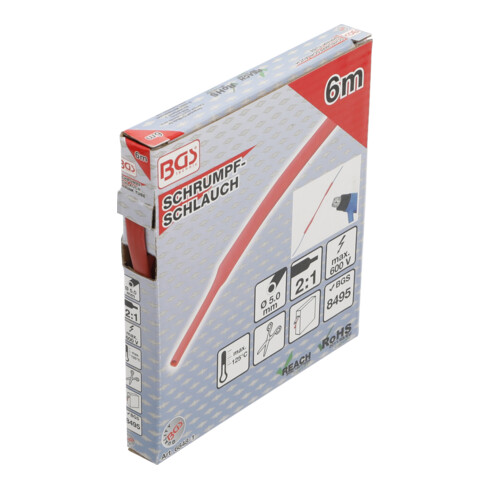 BGS Schrumpfschlauch-Box 6848-1, rot, Ø 5 mm, 6 m