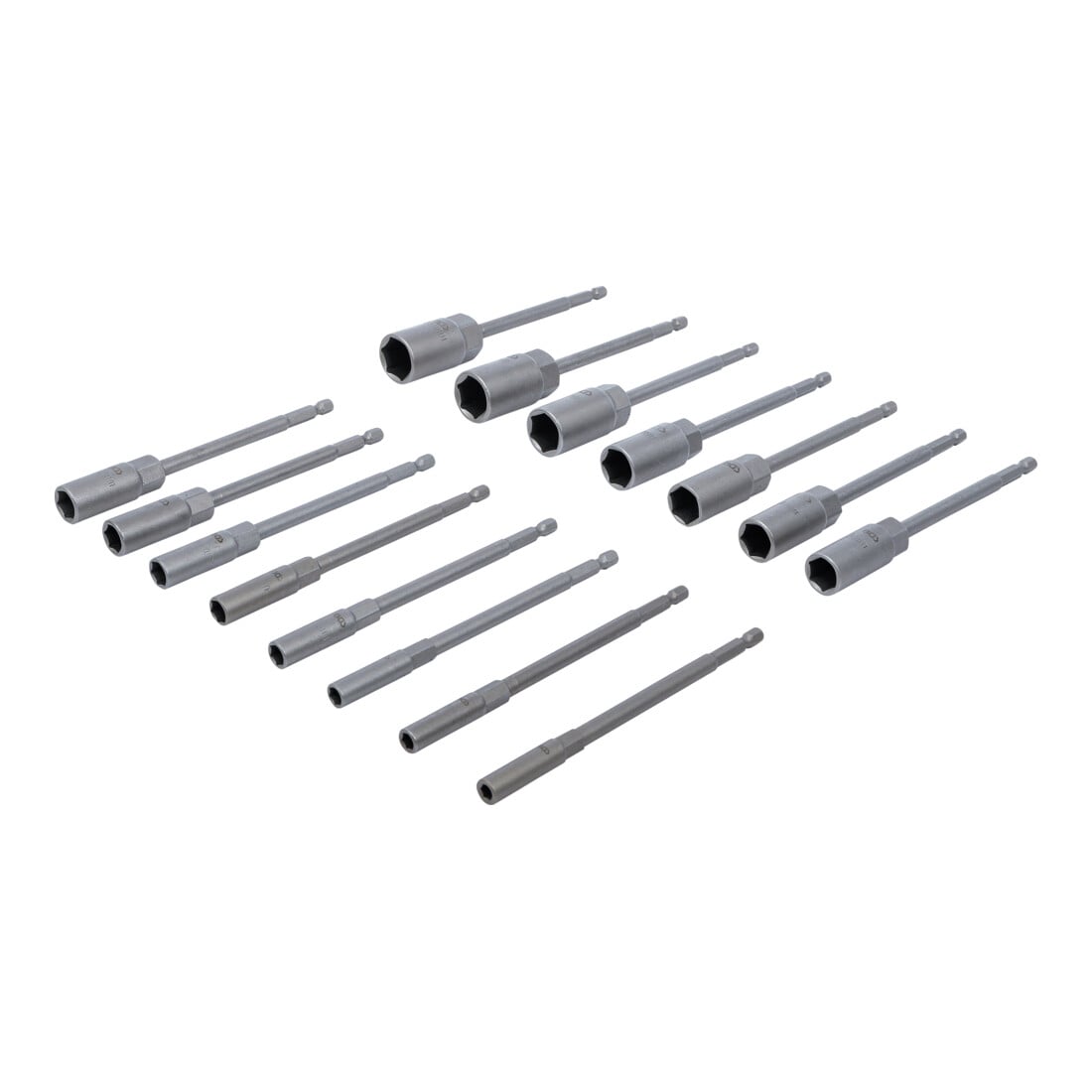 BGS Serie di bussole, esagonali, extra lunghi, attacco esagono esterno 6,3 mm (1/4"), per trapani, 5,5 - 19 mm, 15pz.