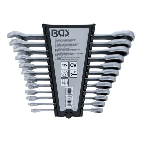 BGS Serie di chiavi combinate a cricchetto, 8 - 19 mm, 12 pz.