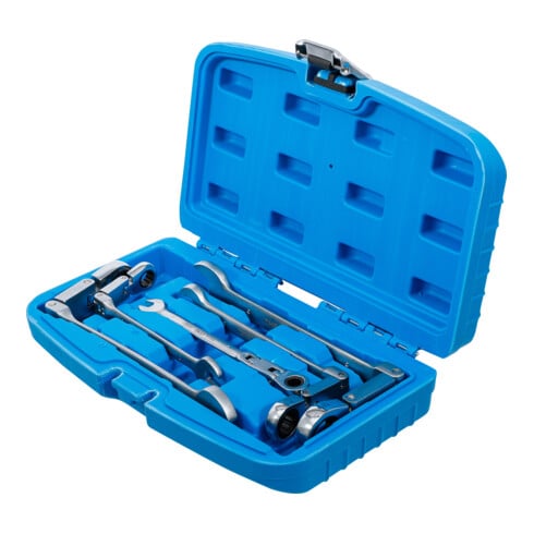 BGS Serie di chiavi combinate a cricchetto con doppio snodo, regolabile, 8 - 19 mm, 5 pz
