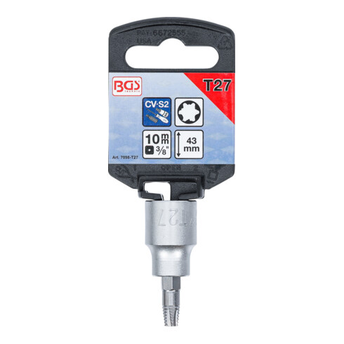 BGS Serie di inserti per cacciavite, 10 mm (3/8"), per profilo a T difettoso (per Torx) T27