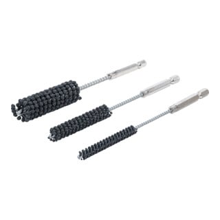BGS Serie di levigatori cilindro freni, flessibile, attacco esagono esterno 6,3 mm (1/4"), Grana 60 / 80, 8 - 12 - 20 mm, 3 pz.