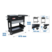 BGS Servante d’atelier, 2 tiroirs, double extension horizontale, vide-3