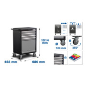 BGS Servante d’atelier | 4 tiroirs, 1 compartiment rabattable | vide-2