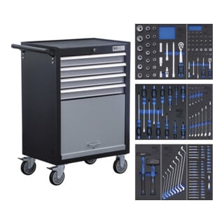 BGS Servante d'atelier, "Profil Junior" 4 tiroirs avec 151 outils