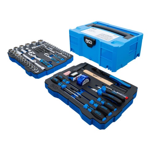 BGS Set chiavi a bussola, martello, pinze e cacciaviti, 6,3 mm (1/4") / 12,5 mm (1/2"), BGS systainer®, 77 pezzi