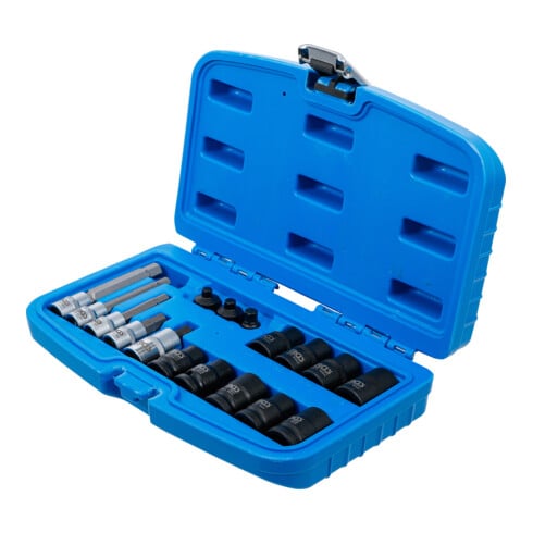 BGS Set chiavi a bussola per pinze freno e inserti bit, 17 pezzi