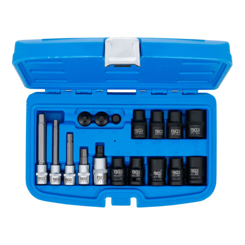 BGS Set chiavi a bussola per pinze freno e inserti bit, 17 pezzi