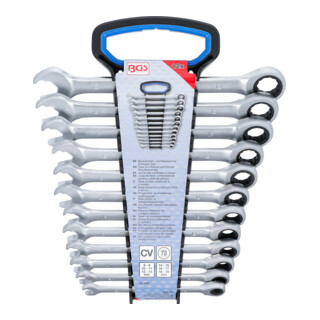 BGS Set chiavi a cricchetto e a occhiello, SW 8 - 19 mm, 12 pezzi