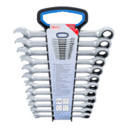 BGS Set chiavi a cricchetto e a occhiello, SW 8 - 19 mm, 12 pezzi