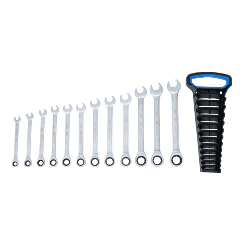 BGS Set chiavi a cricchetto e a occhiello, SW 8 - 19 mm, 12 pezzi