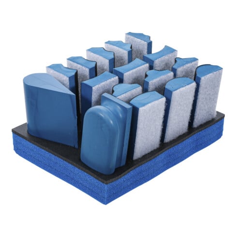 BGS Set de blocs abrasifs à scratch, 16 pièces